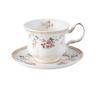 VMAPJIZA Tasses à thé et soucoupes vintage en céramique avec soucoupe, tasse et soucoupe avec feuilles dorées, ensemble de tasses à thé, tasses à thé et soucoupes, pour café, latte, cappuccino
