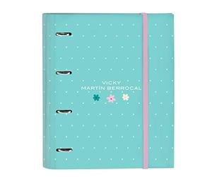 VMB Mint Paradise Classeur 4 anneaux de 35 cm avec 100 feuilles A4, idéal pour les enfants de différents âges, confortable et polyvalent, qualité et résistance, 27 x 3,5 x 32 cm, Vert menthe