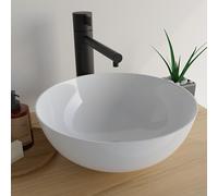 VMbathrooms Lavabo rond de qualité supérieure avec effet lotus - 36 x 36 x 15,5 cm - Lavabo à poser pour la salle de bain et les toilettes d'invités - Vasque sans trou de robinetterie et sans