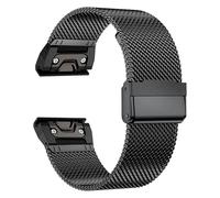 VMBVBHMDF Bracelet À Ajustement Rapide 20 22 26mm Fit For Garmin Fenix 7X 7 Pro Fenix 6X 6 5X 5Plus Tactix 7 Forerunner 965 955 Enduro Milanese Loop Bracelet En Acier Inoxydable(Black,22mm)
