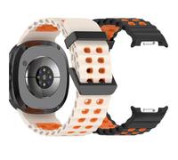 VMBVBHMDF Bracelet de montre marine fit for Samsung Galaxy Watch 8/8 Classic Sport, bracelet respirant en silicone bicolore 40/44 mm(White Orange Y)