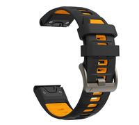 VMBVBHMDF Bracelet en Silicone à ajustement rapide, 22 26mm, fit for Garmin Fenix 8 E 7 7X 6 6X Pro 5X 5 Plus, Bracelet de montre Forerunner 955 965 970 Tactix 8(Black Yellow,26mm)