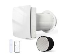 VMC Décentralisée 150 mm avec Récupération de Chaleur Céramique, VMC Double Flux Murale pour Pièce Individuelle, WiFi & Télécommande, Moteur EC Silencieux, Cycle Automatique 65 s