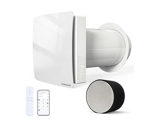 VMC Décentralisée 150 mm avec Récupération de Chaleur Céramique, VMC Double Flux Murale pour Pièce Individuelle, WiFi & Télécommande, Moteur EC Silencieux, Cycle Automatique 65 s