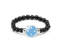 vmcoatdu Bracelet drapeau national élastique en perles - Cadeau souvenir de voyage pour homme et femme, One size, Alliage, verre