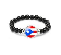 vmcoatdu Bracelet drapeau national élastique en perles - Cadeau souvenir de voyage pour homme et femme, One size, Alliage, verre