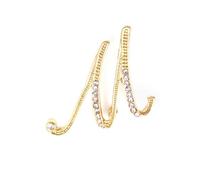 vmcoatdu Broche en métal plaqué or avec initiales de A à Z - 26 lettres - Avec strass transparents, One Size, Métal, Strass