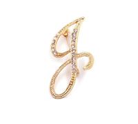 vmcoatdu Broche en métal plaqué or avec initiales de A à Z - 26 lettres - Avec strass transparents, One Size, Métal, Strass