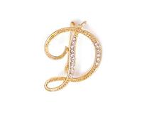 vmcoatdu Broche en métal plaqué or avec initiales de A à Z - 26 lettres - Avec strass transparents, One Size, Métal, Strass