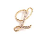 vmcoatdu Broche en métal plaqué or avec initiales de A à Z - 26 lettres - Avec strass transparents, One Size, Métal, Strass