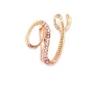 vmcoatdu Broche en métal plaqué or avec initiales de A à Z - 26 lettres - Avec strass transparents, One Size, Métal, Strass