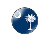 vmcoatdu Broche ronde de 2,5 cm avec drapeau de la Caroline du Sud en métal et incrustation de verre, style revivalisme, badge souvenir pour chapeau, vêtements, sac à dos, One Size, Métal, Pas de