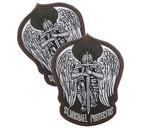 Vmcoatdu Lot de 2 écussons brodés St.Saint Michel avec inscription « Protect Us » - Motif opérateur militaire militaire - Avec crochet et boucle