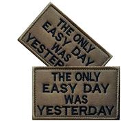 Vmcoatdu Lot de 2 écussons brodés « The Only Easy Day was Yesterday » avec crochet et boucle