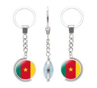 vmcoatdu Porte-clés double face avec drapeau national de nombreux pays - Cadeau pour homme et femme - En acier inoxydable et verre, Cameroun, taille unique