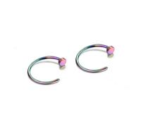 VMDVBNA Anneau de Nez Lot de 2, 5, 6 ou 10 faux anneaux de nez for femmes et hommes, en acier inoxydable 316, à clipser sur les lèvres, le labret, le nez(E5-2pcs-Colorful,18G-1.0mm-8mm)
