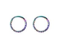 VMDVBNA Anneau de Nez Lot de 2 anneaux de nez à charnière torsadée en acier inoxydable 316 for femmes et hommes, piercing septum, cartilage, tragus, hélix(2Pcs-Colorful,16G-1.2mm-12mm)