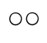 VMDVBNA Anneau de Nez Lot de 2 anneaux de nez à charnière torsadée en acier inoxydable 316 for femmes et hommes, piercing septum, cartilage, tragus, hélix(2Pcs-Black,16G-1.2mm-6mm)