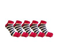 VMDVBNA Chaussettes à Doigts 5 Paires Hommes Cheville Orteil Chaussettes Coton Rayé Couleur Vive Respirant Bateau Cinq Doigts Garçon 4 Saisons(Color5)
