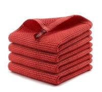 VMDVBNA Chiffon Torchon en Coton Doux Absorbant, Serviette de Cuisine, Chiffon Nettoyage ménager, Outils, Gadgets, Lavage, 4/6 pièces pour Maison(Red,4Pcs)