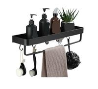VMDVBNA Etagere douche Étagère de salle bain sans perceuse, organisateur rangement, étagères d'angle noires, porte-shampoing toilette mural en aluminium pour Maison(40cm towel rail hook)