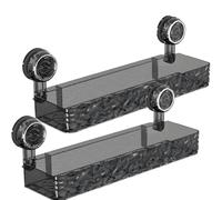 VMDVBNA Etagere douche Support de rangement à ventouse, Style luxe léger, étagère motif Glacier, boîte salle bain sans perçage pour Maison(A gray,2pcs)