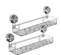 VMDVBNA Etagere douche Support de rangement à ventouse, Style luxe léger, étagère motif Glacier, boîte salle bain sans perçage pour Maison(A transparent,1pc)