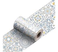 VMDVBNA Frise murale adhesive Bande décorative de ligne taille carreaux, bâton pelage plinthe salle bains, autocollant mural en céramique dosseret cuisine pour Maison(YX-163,20cmX240cmX1roll)