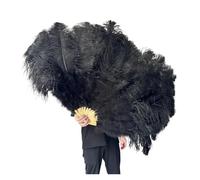 VMDVBNA Grand éventail en Plumes 1/2PCS Éventail à Plumes colorées Plus éventail 13 os Pliable Accessoires de Performance sur scène(Black,130CM 1PCS)