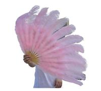 VMDVBNA Grand éventail en Plumes 1/2pcs éventails en Plumes Naturelles 100/130 cm éventail à Main Pliable for décorer Une fête d'halloween, Un for Danse du Ventre(Light Pink,Big Fan 2pc)