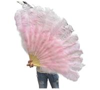 VMDVBNA Grand éventail en Plumes Éventail à Grandes Plumes Blanches de 130 cm/100 cm, 13 os, Portable, for Spectacle Danse Carnaval et Bricolage(24 Light Pink,Big Fan 1PCS)