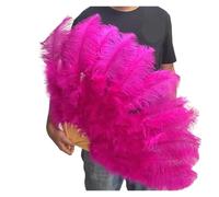 VMDVBNA Grand éventail en Plumes Éventail de Plumes for fête, Mariage, Spectacle Danse du Ventre, Bricolage décoratif, 13 os(Rose,2PCS Right Hand)