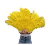 VMDVBNA Grand éventail en Plumes Éventails en Plumes for soirée dansante de Mariage, décoration Spectacle Alloween, Accessoires, Artisanat(Yellow,75-130cm 1pcs)