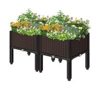 VMDVBNA Potager surélevé Kit de lit Jardin surélevé en Tissage, Pot Fleur Plastique, Support à Fleurs et légumes d'extérieur Plusieurs Composants pour Planter(Bigeminy)