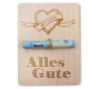 VmG-Store Emballage pour cadeaux en argent Plaque en bois 12 x 9 cm avec ficelle Chèque cadeau en bois Emballage cadeau créatif pour bon cadeau pour hommes, femmes, enfants (09 tout le meilleur)