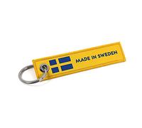 VmG-Store MADE IN Jet Tag Porte-clés 105x25mm drapeaux de pays en matériau robuste et solide enroulé avec des drapeaux de pays élégants S139 (Suède)