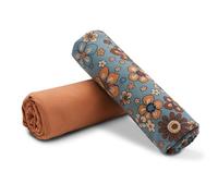 VmG-Store Set de tissus jersey assortis en couleurs Design + Uni chacun 0,5m x 1,5m 95% tissu coton 5% élasthanne Tex Standard 100 (Fleurs Chiné + Saumon Set10)