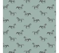 VmG-Store Tissu en Coton Au Mètre pour Coudre et Enfants - Coussin DIY (Chevaux Galop Vert Bb010)