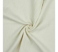 VmG-Store Tissu en mousseline double gaze certifié Tex uni au mètre, plus de 40 couleurs, 100 % coton (010 I blanc cassé, 50 x 135 cm)