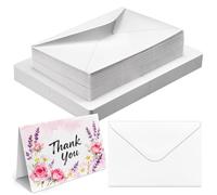 Vmiapxo Lot de 50 cartes postales aquarelles vierges de 63,5 kg avec enveloppes, 100% coton 300 g/m², pliables, 10,2 x 15,2 cm, cartes de vœux pour Noël, mariage, anniversaire