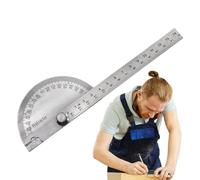 Vmiorzq Détecteur d'angle,Jauge d'angle en acier inoxydable à 180 degrés - Règle de travail du bois, outil de mesure d'artisan, rapporteur mathématique pour mesurer l'angle