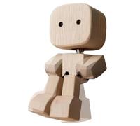 Vmiorzq Figurine d'homme en Bois Secouant, Statue Créative pour Tableau De Bord, Charmante Petite Figurine en Bois, Statue Boises Décorative Amusante pour Bureau Voiture
