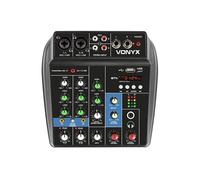 Vonyx VMM100 Table de Mixage DJ 4 Canaux - Avec Récepteur Bluetooth, Affichage LED, Lecteur USB, Entrées Micros, Sortie Casque et RCA, Alimentation Fantôme 48V, Idéal pour Animer vos Soirées