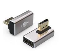 VMOJO Lot de 2 adaptateurs de coupleur DisplayPort - Boîtier en alliage - 8K UHD HDR DisplayPort (DP) 1,4 - Angle vertical inversé mâle vers femelle - Convertisseur 8K @ 60Hz / 4K @ 144Hz