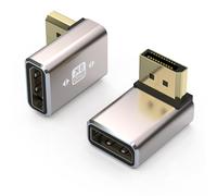 VMOJO Lot de 2 adaptateurs DisplayPort, boîtier en alliage 8K UHD HDR Displayport (DP) 1,4 à 90 degrés vers le haut mâle vers femelle 8K @ 60 Hz/4K @ 144 Hz