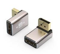 VMOJO Lot de 2 adaptateurs DisplayPort, boîtier en alliage 8K UHD HDR Displayport (DP) 1,4 vers le bas coudé à 90° vers le bas vers le bas, 8K @ 60 Hz/4K @ 144 Hz