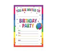 Vmoomax Invitations Anniversaire, 50 Cartes d'invitations de fête Ensemble de Carte d'invitation décoratives pour Fournitures d'anniversaire garçons Filles Enfants