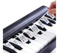 Vmoomax Notes de piano Clavier 61 touches, Étiquettes de touches de piano en silicone amovibles avec grandes lettres, Guide d'apprentissage codé par couleur pour enfants et débutants