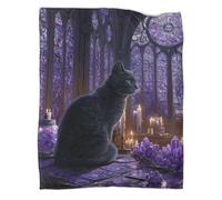 VMPLOKIJH Chat Noir Couvertures en Flanelle Microfibre Couvertures Impression 3D Couverture Polaire pour Enfant Adulte 50x60inch(127x152cm)