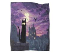 VMPLOKIJH Chat Noir Couvertures en Flanelle Microfibre Couvertures Impression 3D Couverture Polaire pour Enfant Adulte 50x60inch(127x152cm)